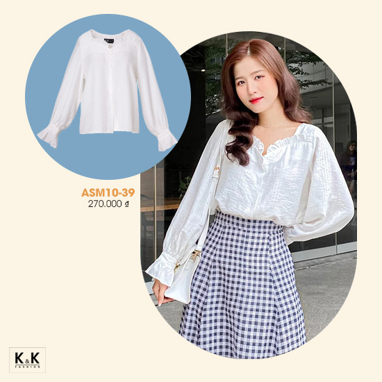 Áo sơ mi trắng nữ cổ bèo tay dài ASM10-39