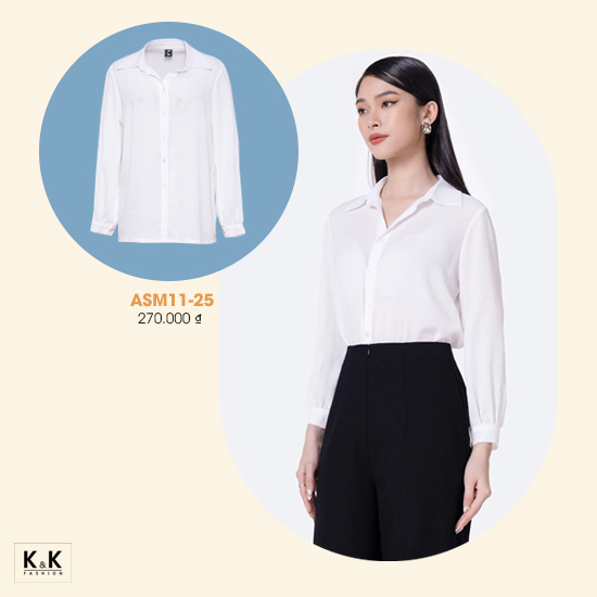 Áo sơ mi trắng nữ công sở tay dài ASM11-25