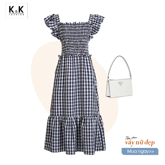 Đầm caro đuôi cá dáng dài HL23-28