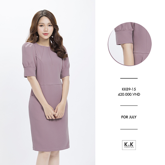 Đầm chữ A cổ tròn tay ngắn KK89-15