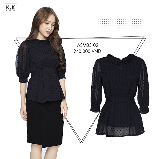 Áo peplum tay lửng thắt nơ eo ASM03-02