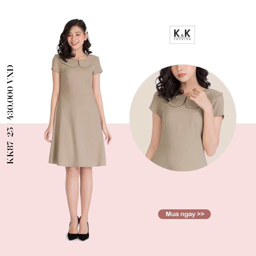 Đầm xòe cổ sen tay ngắn KK87-25