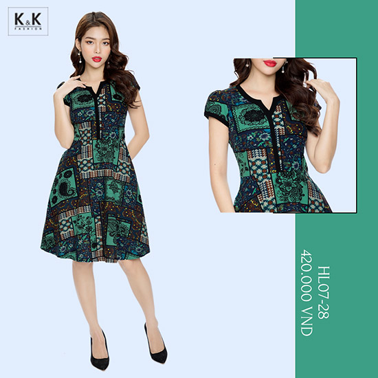 Video Đầm xòe cổ V tay ngắn  HL07-28