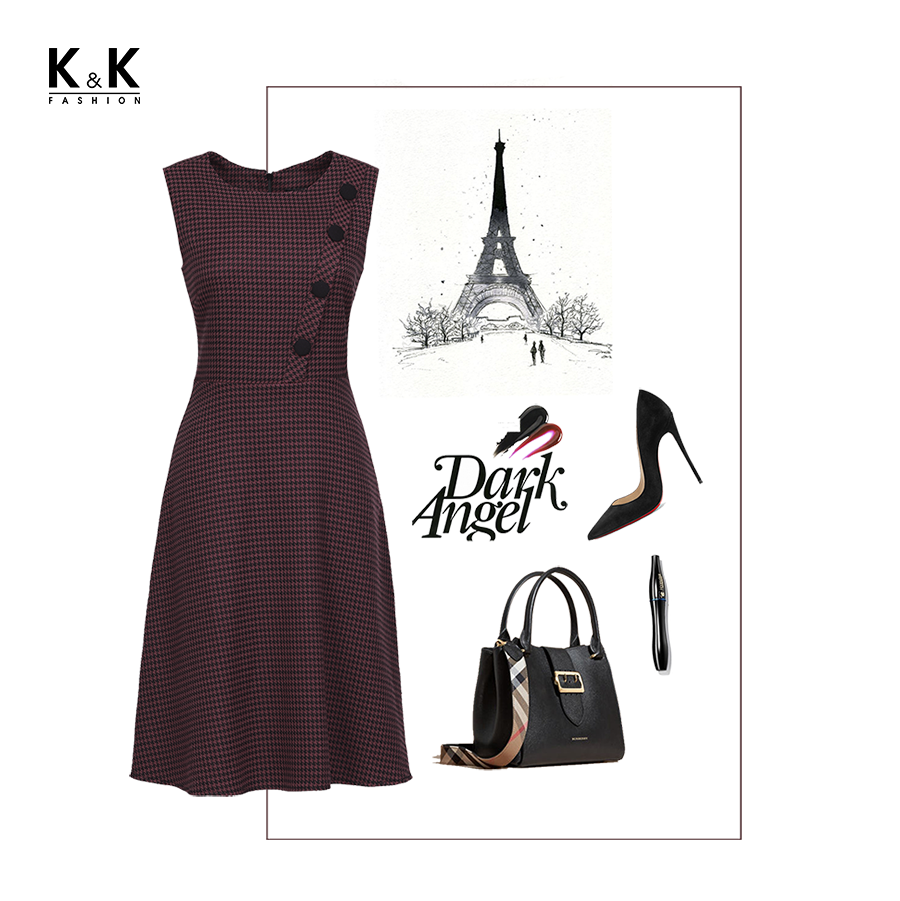 Đầm sát nách đính nút kk86-35