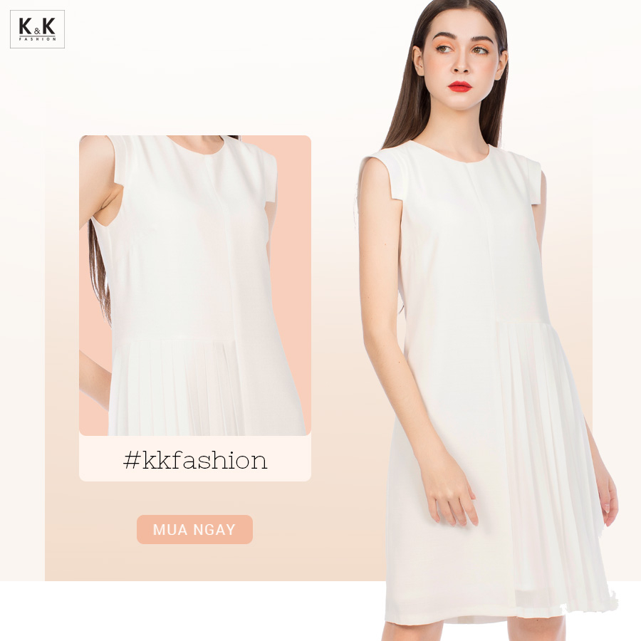 Đầm chữ A sát nách xếp ly KK94-07
