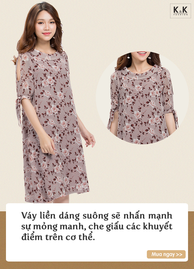 Đầm suông hoa tay cut-out đính nơ  KK87-37