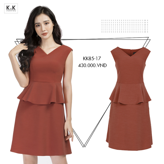 Đầm peplum dáng xòe sát nách KK85-17