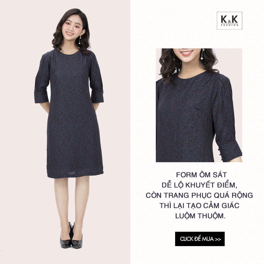 Đầm phi lụa suông tay lửng HL09-22