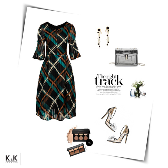 Đầm xòe cổ tim tay lửng KK95-15