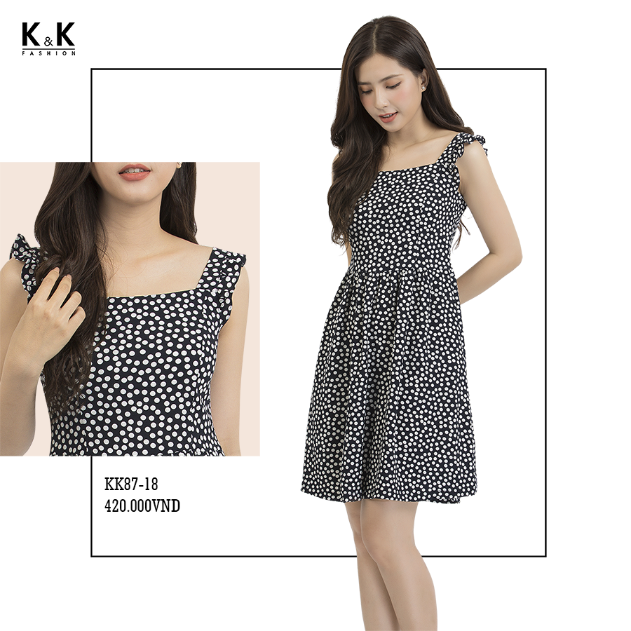 Đầm 2 dây chấm bi KK87-18