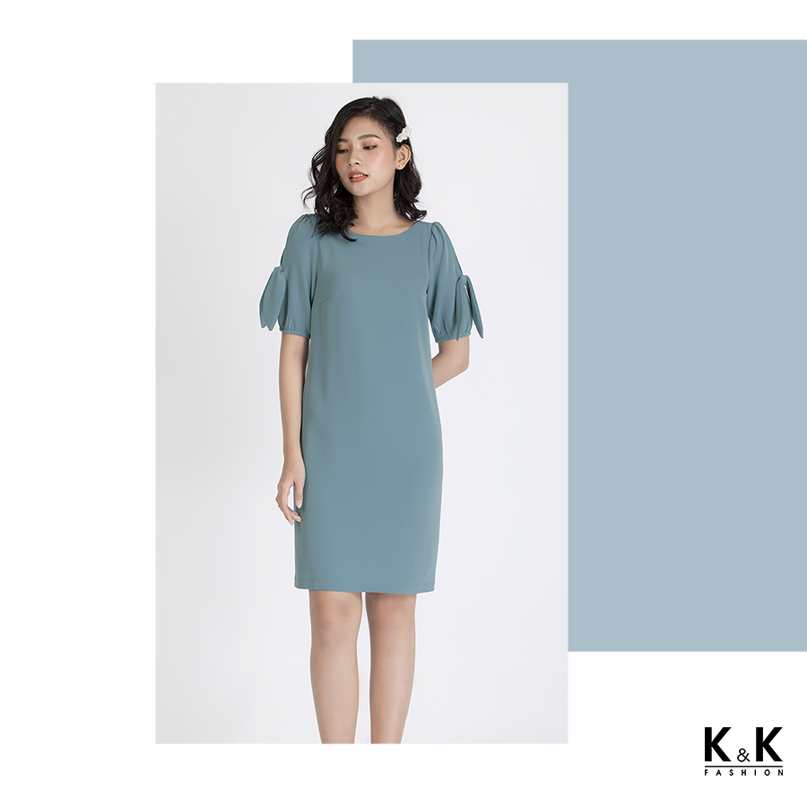 Đầm suông cut-out phối nơ tay KK88-02