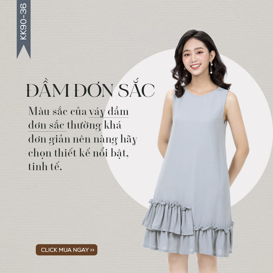 Đầm suông sát nách phối bèo KK90-36