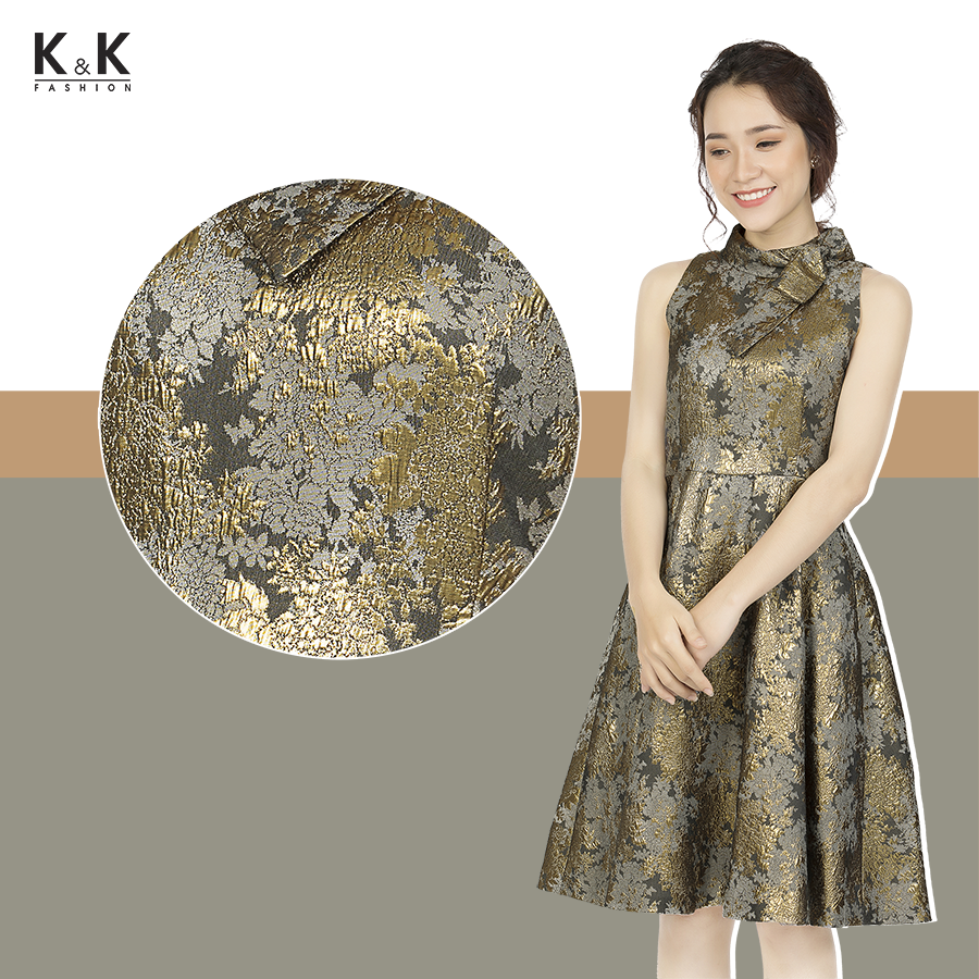 Đầm xòe sát nách họa tiết in nổi bật KK85-25