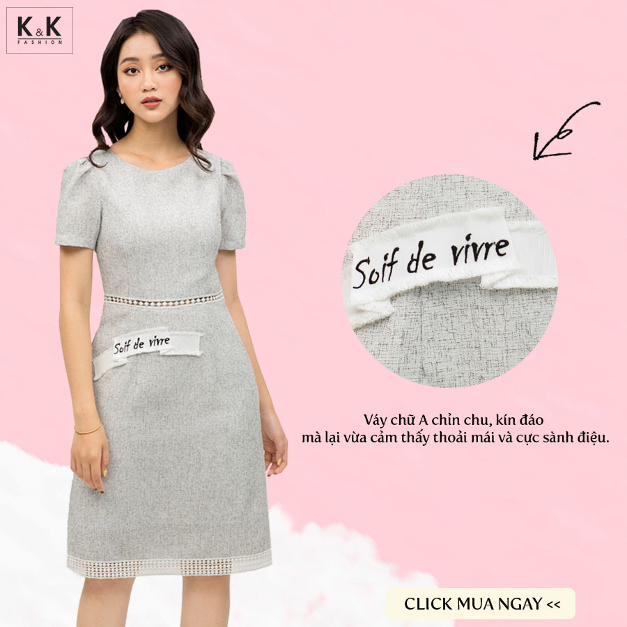 Đầm chữ A phối ren KK92-18