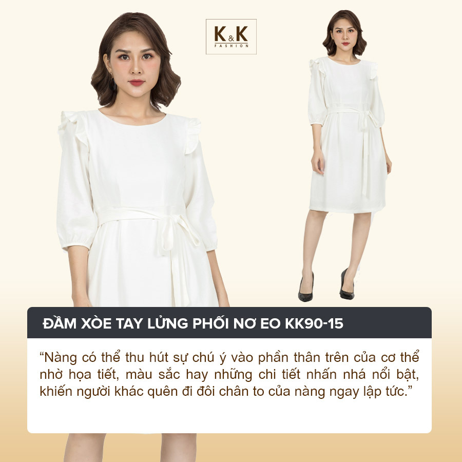 Đầm xòe tay lửng phối nơ eo KK90-15