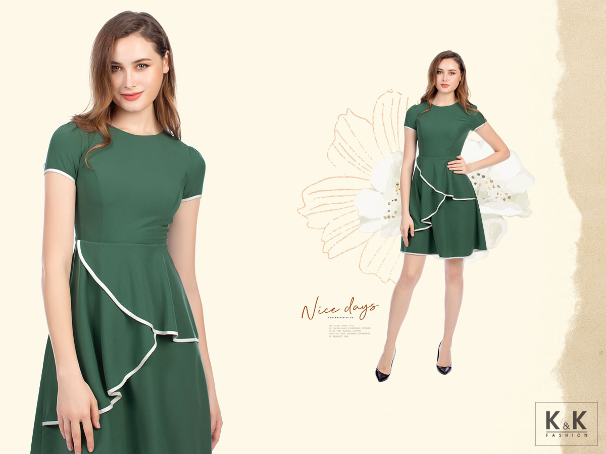 Đầm xòe cổ tròn tay ngắn KK95-11
