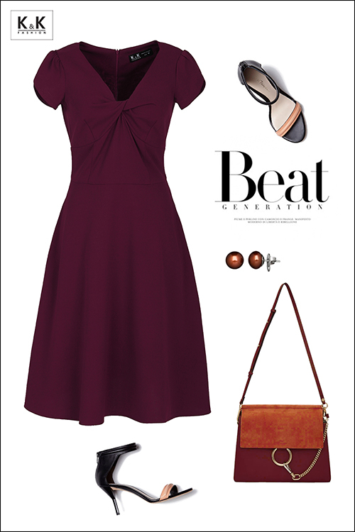 Đầm xòe cổ tim xoắn cách điệu KK90-13