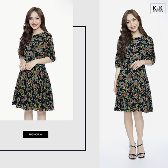 Đầm hạ eo tay lửng HL07-37
