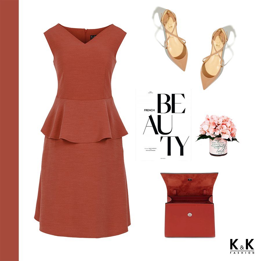 Đầm peplum dáng xòe sát nách KK85-17