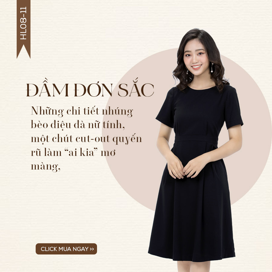 Đầm hở lưng phối nút dáng xòe HL08-11