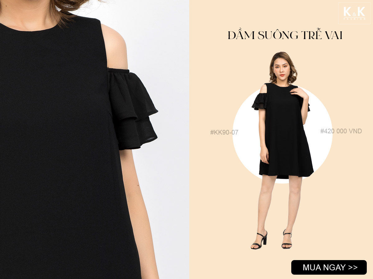Đầm suông trễ vai KK90-07