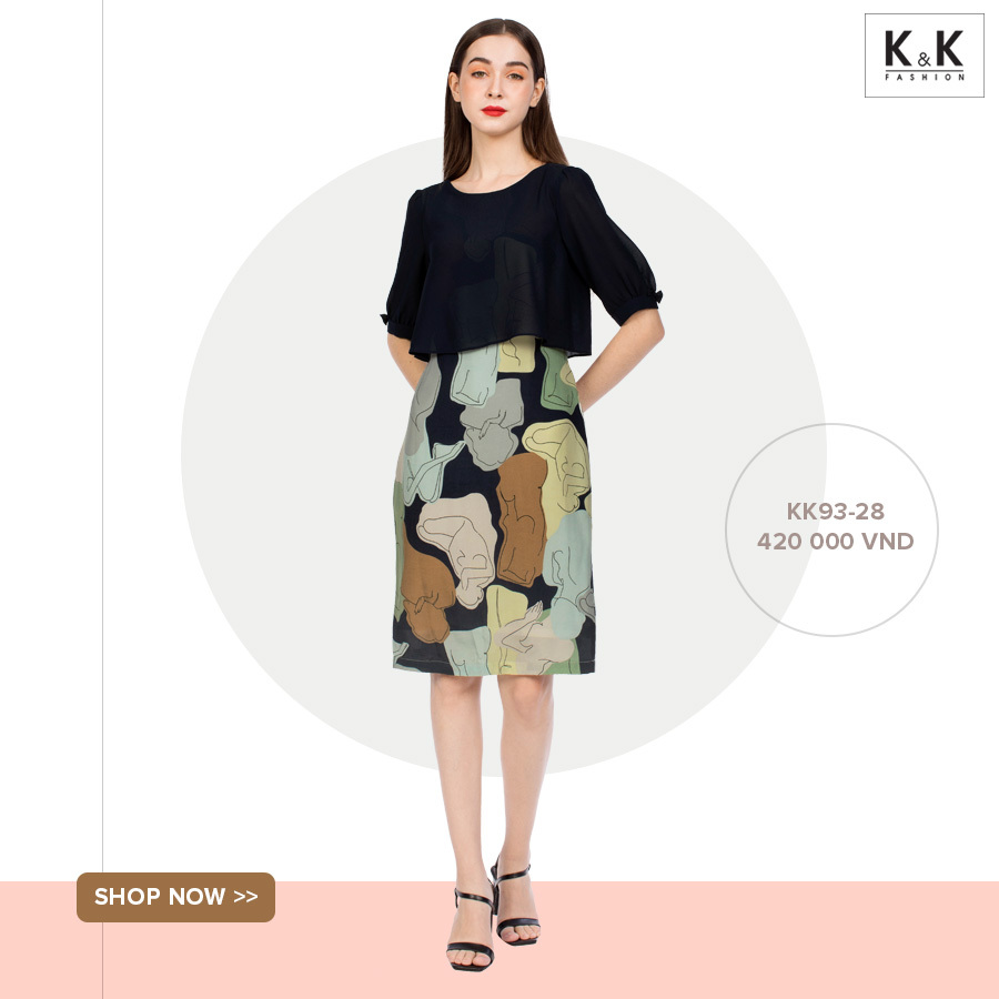 Đầm chữ A phối áo croptop KK93-28