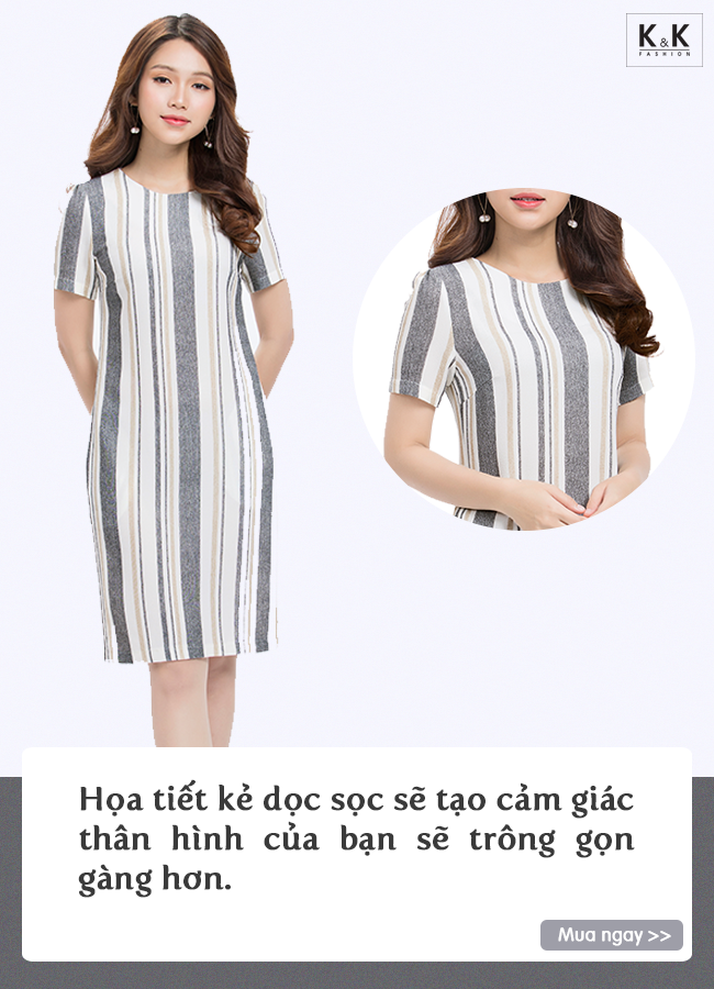 Đầm suông họa tiết kẻ sọc KK88-22