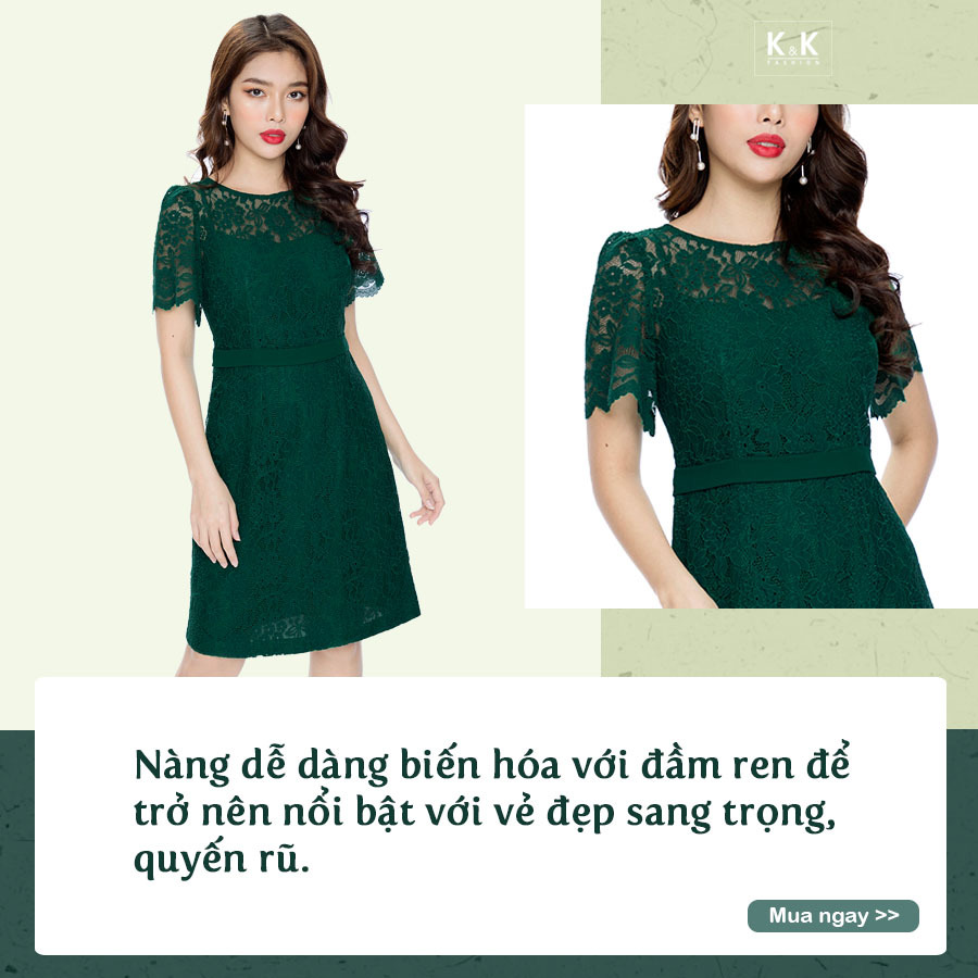 Đầm ren cotton dáng chữ A KK86-19