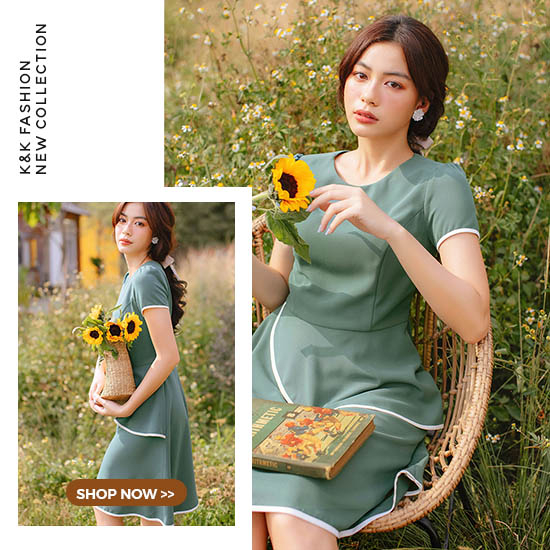 Đầm xòe cổ tròn tay ngắn KK95-11