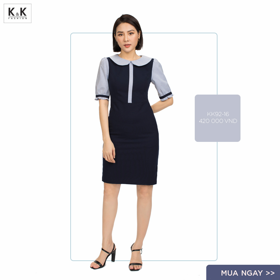 Đầm ôm body tay lửng phối sọc KK92-16