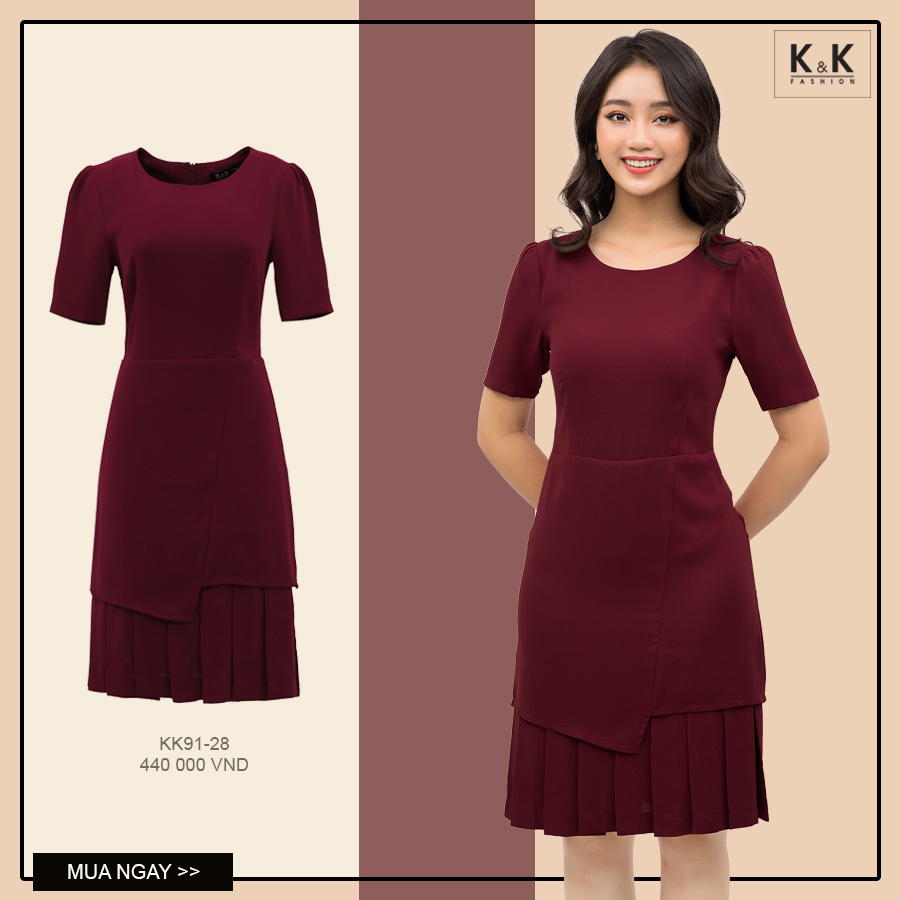 Đầm chữ A xếp ly KK91-28