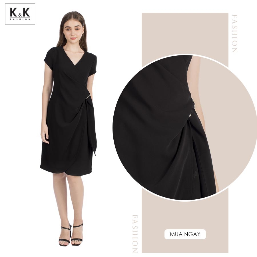 chữ A vạt chéo màu đen cổ tim KK94-15