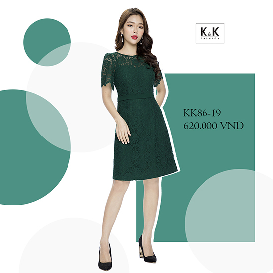 KK86-19 Váy ren cotton dòng chữ A