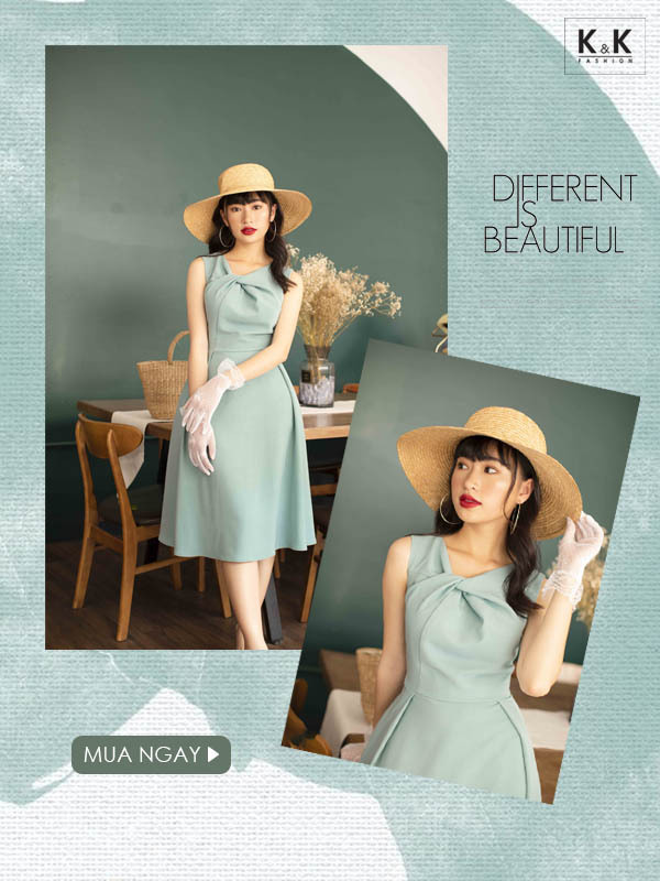 Đầm xòe xếp ly sát nách KK95-36