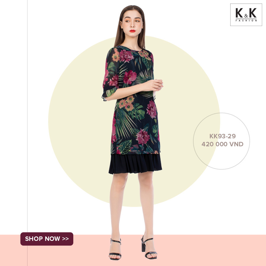 Đầm suông đuôi cá tay lửng KK93-29