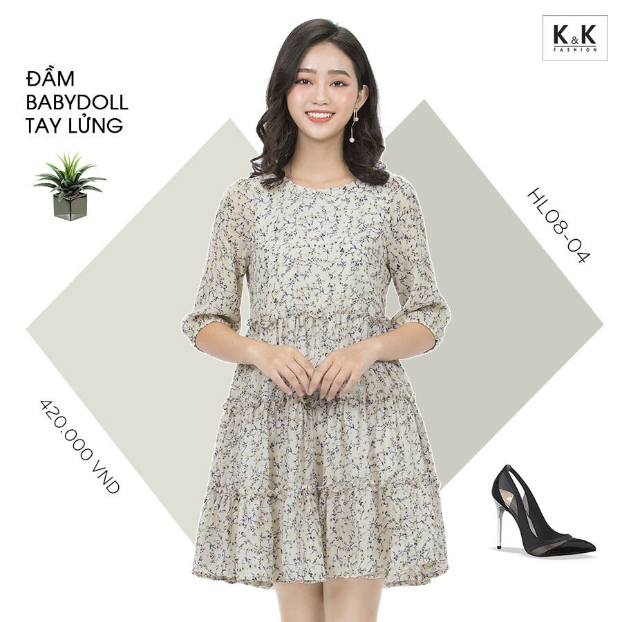 Đầm babydoll tay lửng HL08-04