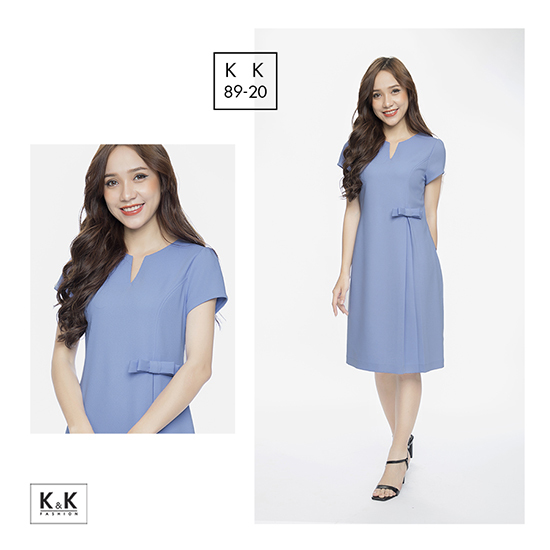 Đầm chữ A xếp ly phối nơ KK89-20