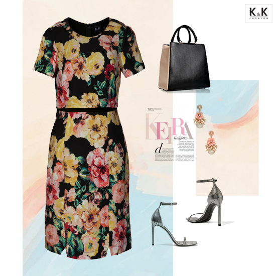 Đầm chữ A họa tiết hoa giả áo KK92-40