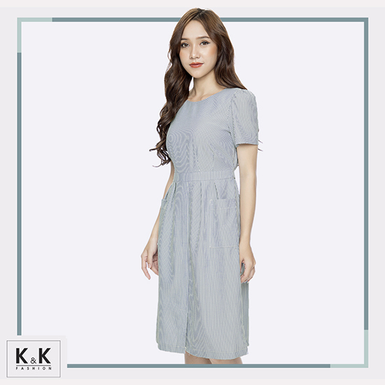 Đầm chữ A tay ngắn phối túi KK89-26