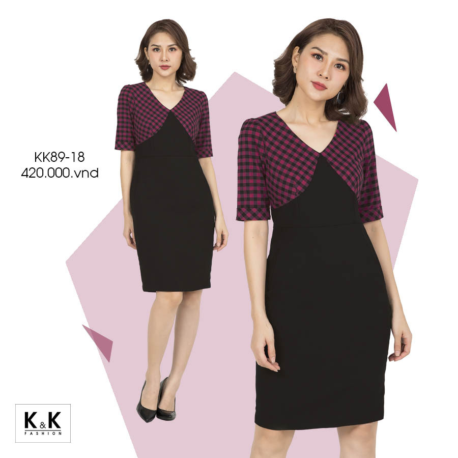 Đầm đen công sở ôm body phối thắt lưng KK162-38 | Thời trang công sở K&K  Fashion