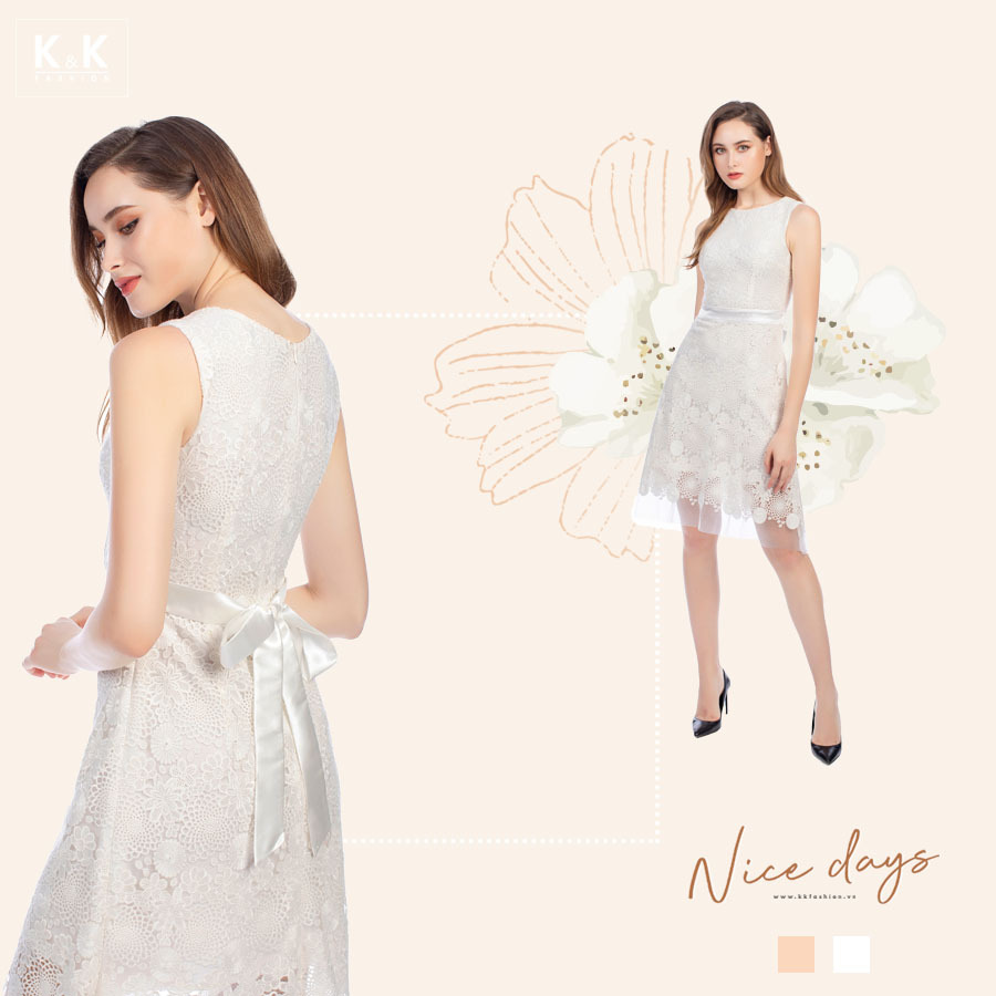 Đầm ren dáng xòe tay ngắn KK95-30