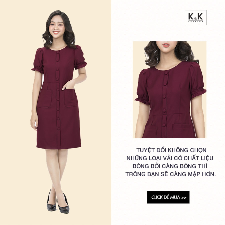 Đầm ôm phối nút cổ tròn KK89-32