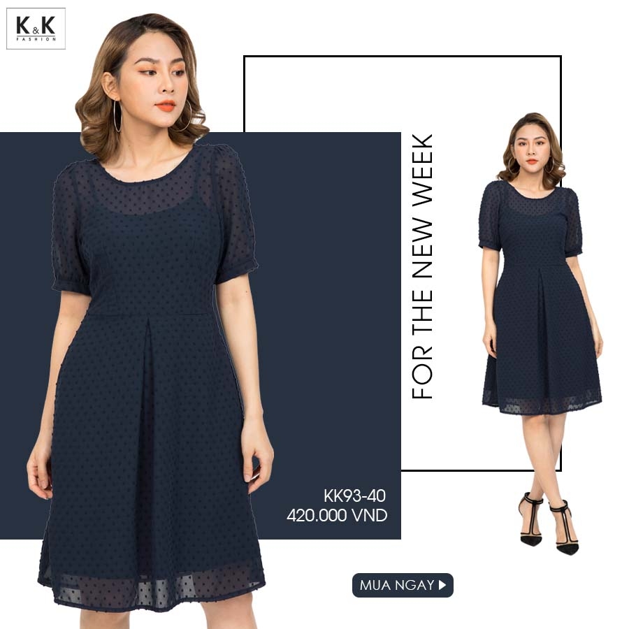 Đầm voan cóc dáng xòe tay lửng KK93-40