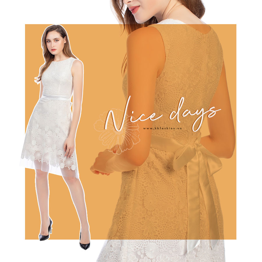 Đầm ren dáng xòe tay ngắn KK95-30