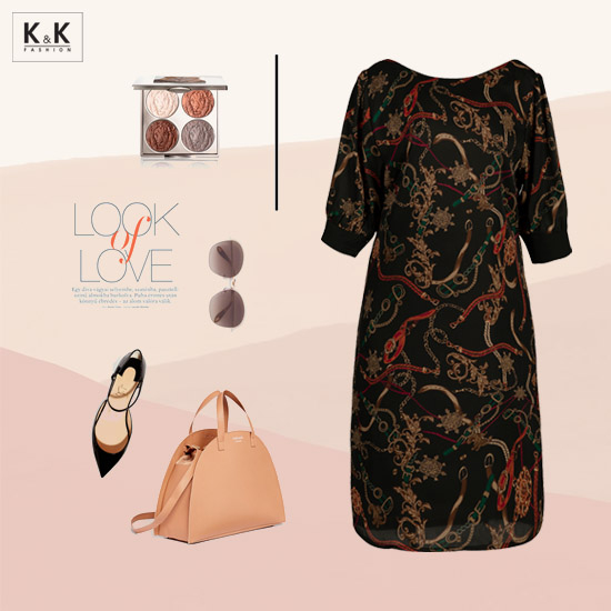 Đầm họa tiết dáng suông tay lửng HL12-20