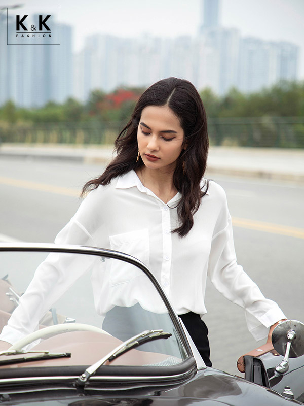 Áo sơ mi trắng tay dài ASM04-18