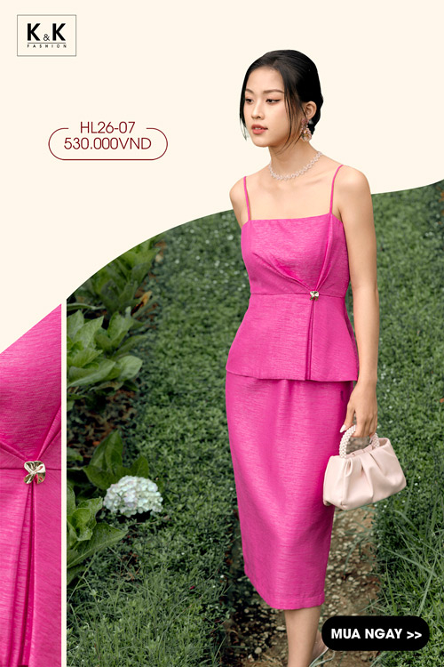 Đầm dự tiệc peplum hai dây sang trọng HL26-07