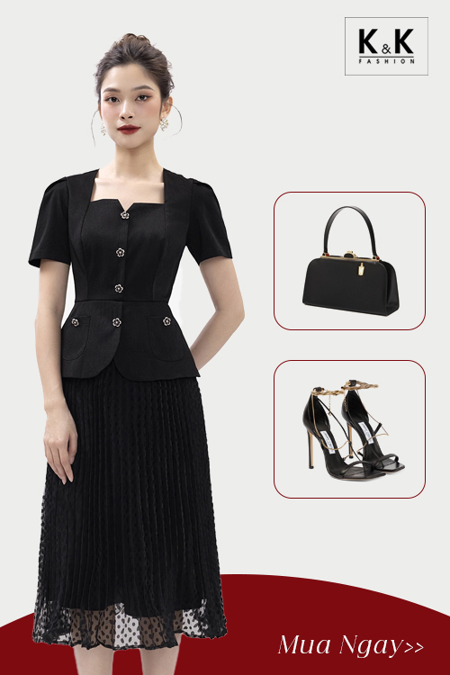 Đầm đen dự tiệc peplum sang trọng HL25-27