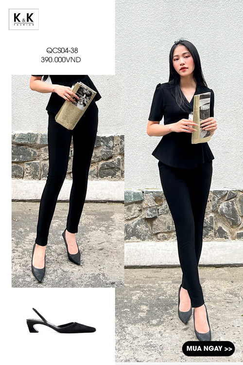 Quần nữ dáng ôm skinny màu đen QCS04-38