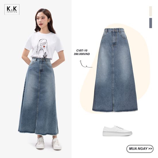 Chân váy jeans dáng dài chữ a CV07-10